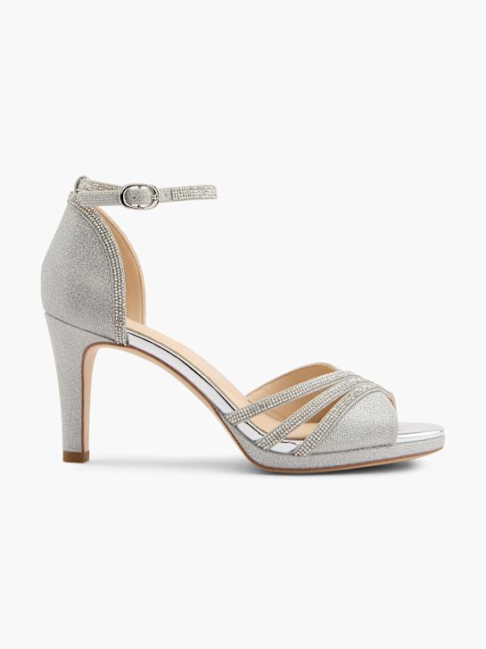 passerella con tacco sandalo argento deichmann