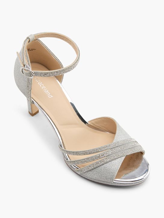 passerella con tacco sandalo argento deichmann