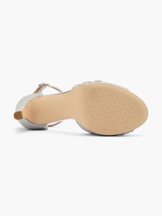 passerella con tacco sandalo argento deichmann