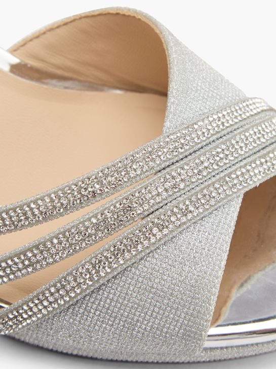 passerella con tacco sandalo argento deichmann