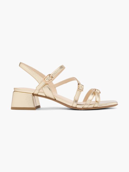 passerella con tacco sandalo oro deichmann
