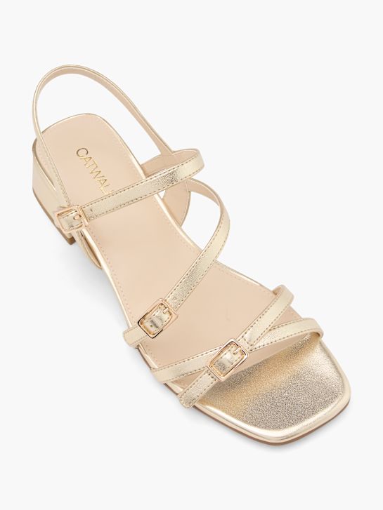 passerella con tacco sandalo oro deichmann