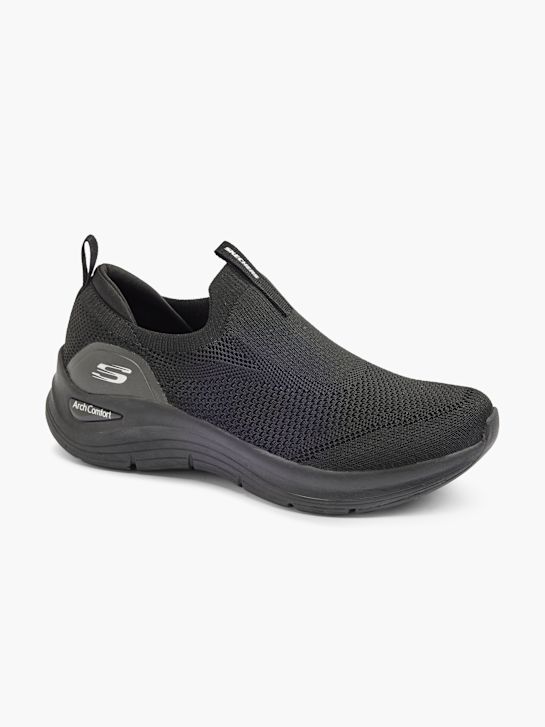 skechers arco comfort slip-on trainer nero deichmann