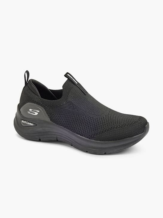 skechers arco comfort slip-on trainer nero deichmann