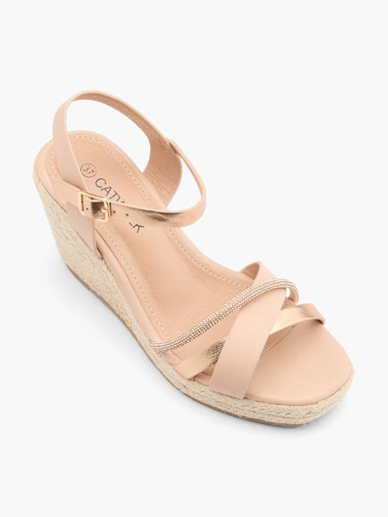 passerella con tacco sandalo oro deichmann