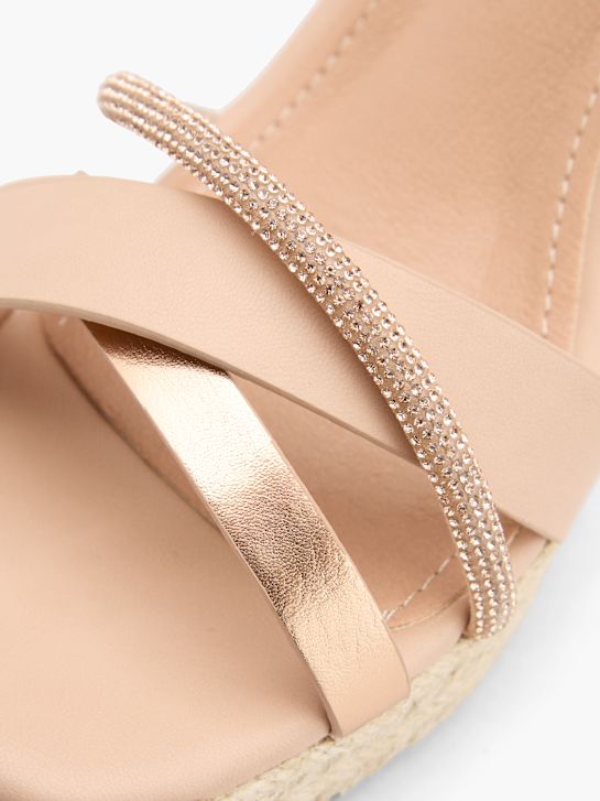 passerella con tacco sandalo oro deichmann